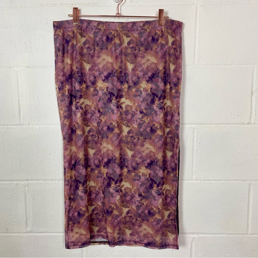 VTG No‎ Boundaries Pull On Skirt Purple Floral Sheer Fairy Grunge Whimsigoth XL